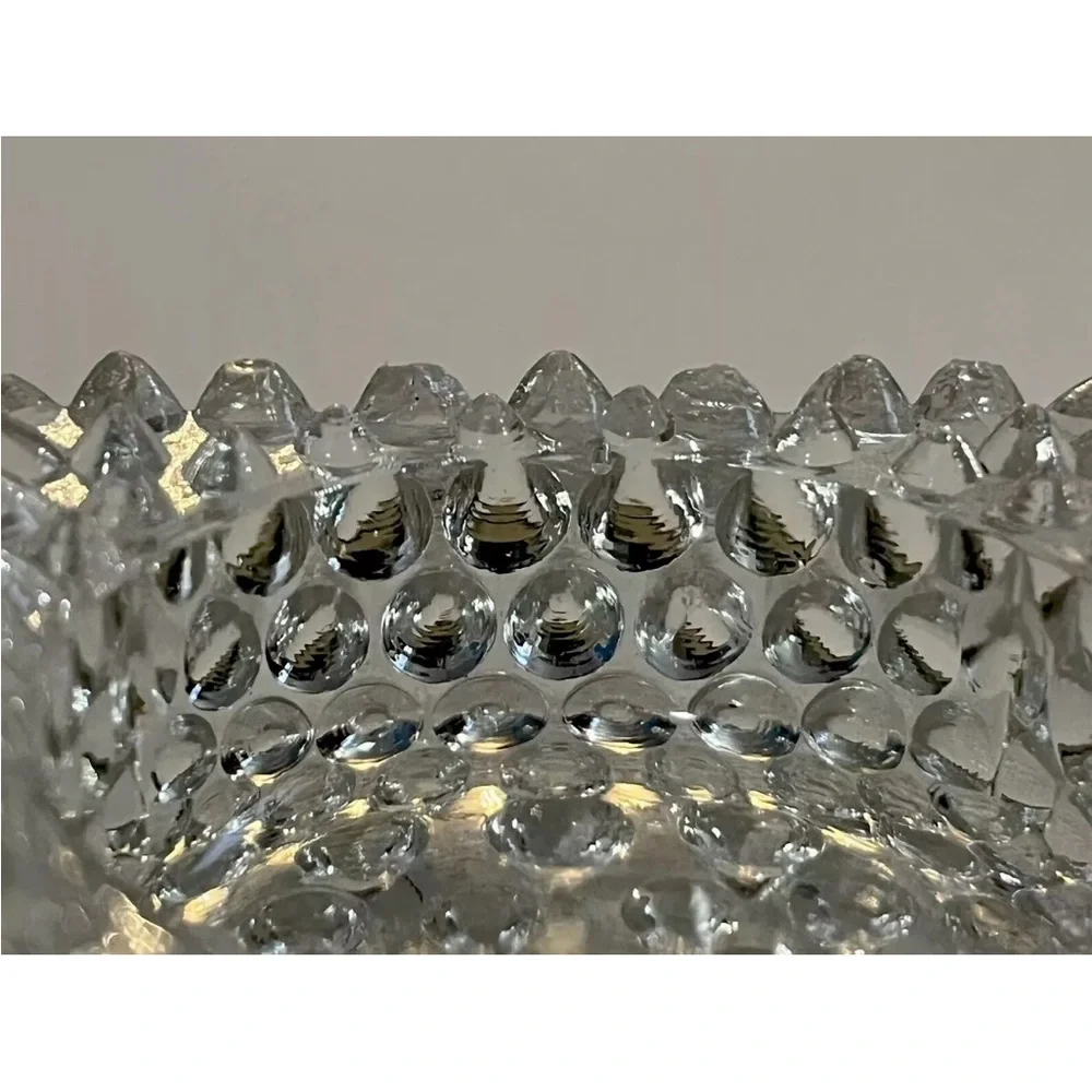 Vintage Fenton  Hobnail Salt Cellar, Votive Holder, pointed hobnail clear glass